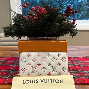 Authentic Louis Vuitton Zippy Garden Wallet M81694 Lambskin Microchipped